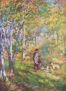 Pierre-Auguste Renoir, Jules le Coeur et ses chiens dans la foret de Fontainebleau